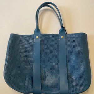 NWT Clare V Blue La Tropezienne Perforated Leather Tote